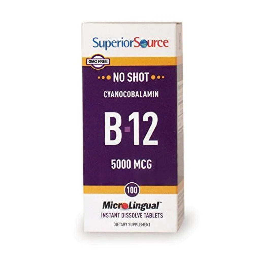 Superior Source No Shot Vitamin B12 Tablets, 5000 mcg, 100 Count