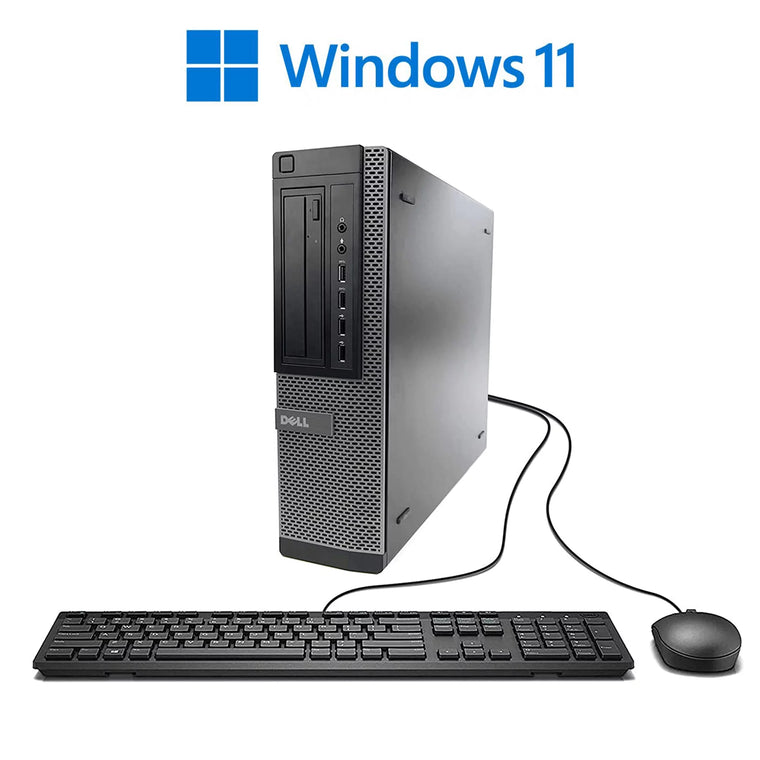Renewed Dell OptiPlex 990 Desktop Bundle with Intel Core i5 Quad-Core 3.10 GHz Processor, 8GB RAM, 1TB Storage, 2 x 22-Inch LCD Monitors, Wi-Fi and Windows 11 64-Bit